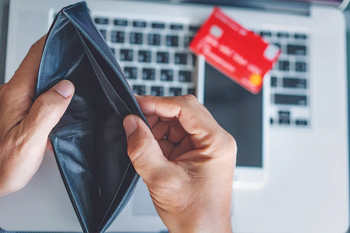 empty wallet credit debt financial distress