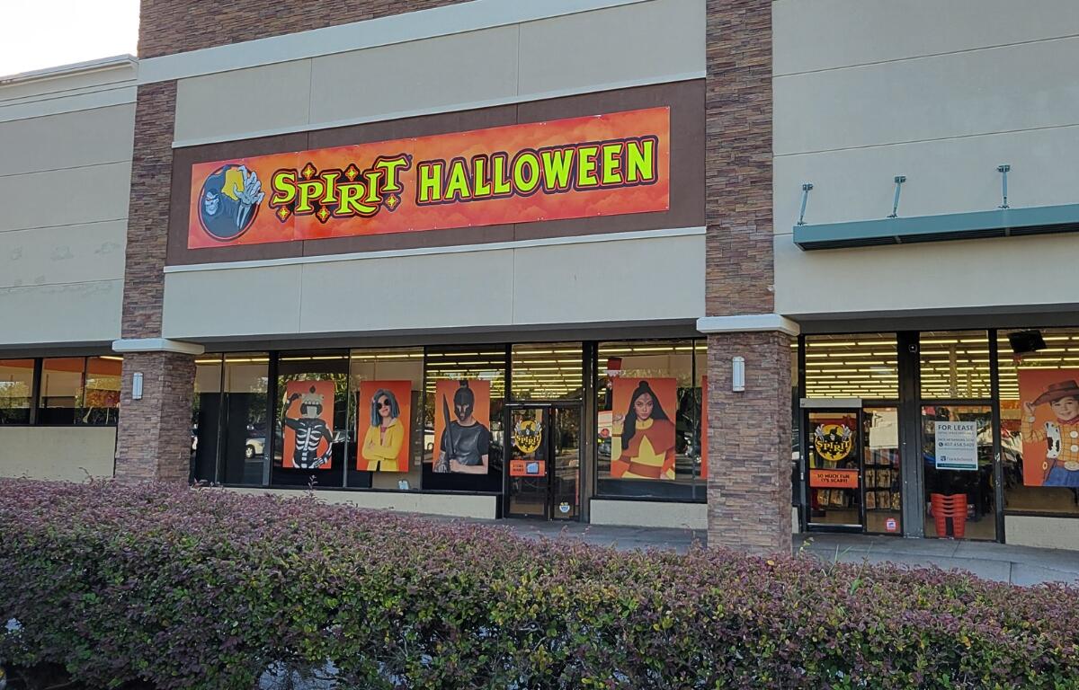 A Spirit Halloween storefront.