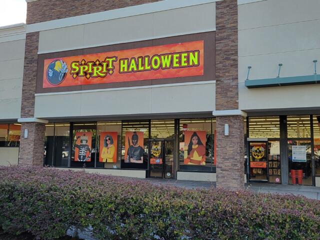 A Spirit Halloween storefront.