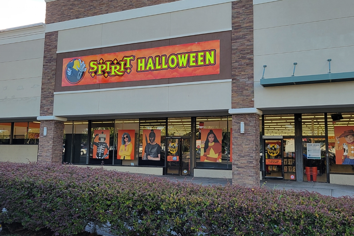 A Spirit Halloween storefront.