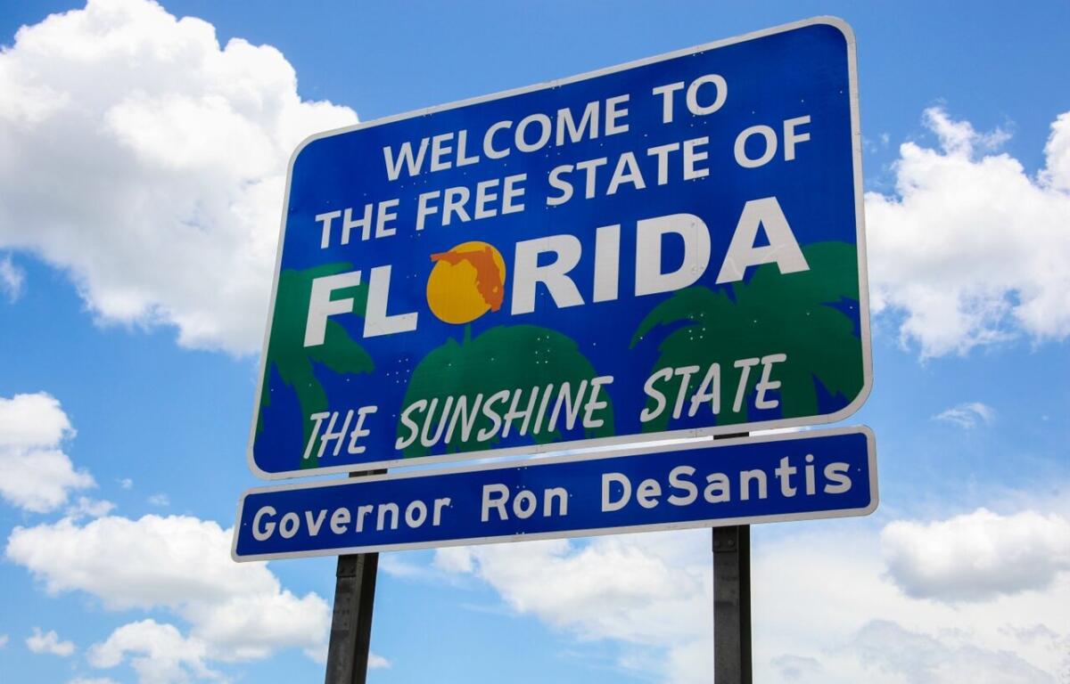 florida welcome sign ron desantis governor public domain