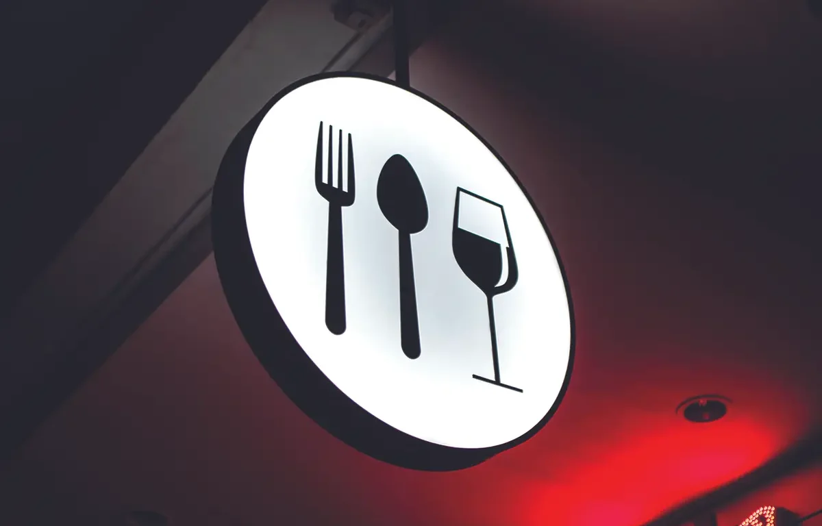 food and wine sign