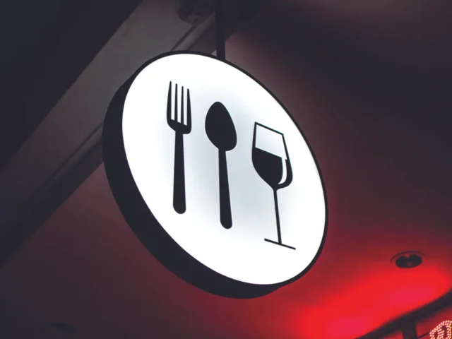 food and wine sign