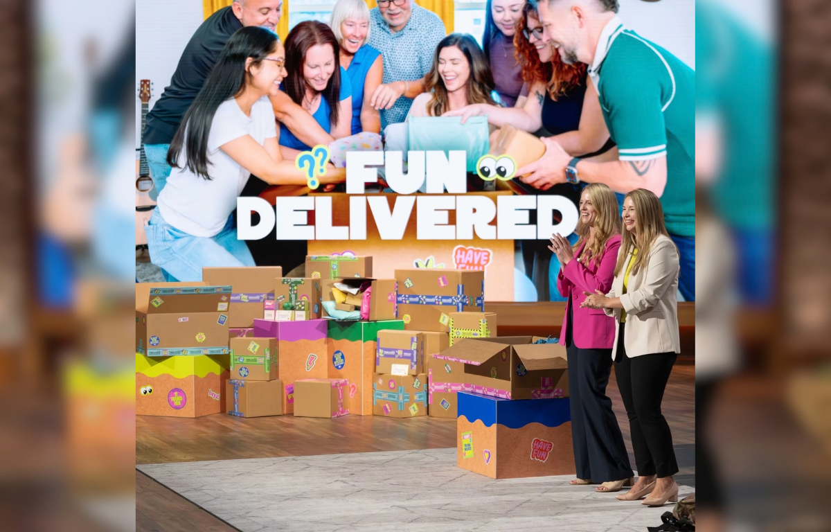 Fundelivered co-founders Rebecca Dallman and Jena Butler on the "Shark Tank" set. Their episode airs Wednesday, Sept. 30, at 9 p.m. on ABC.