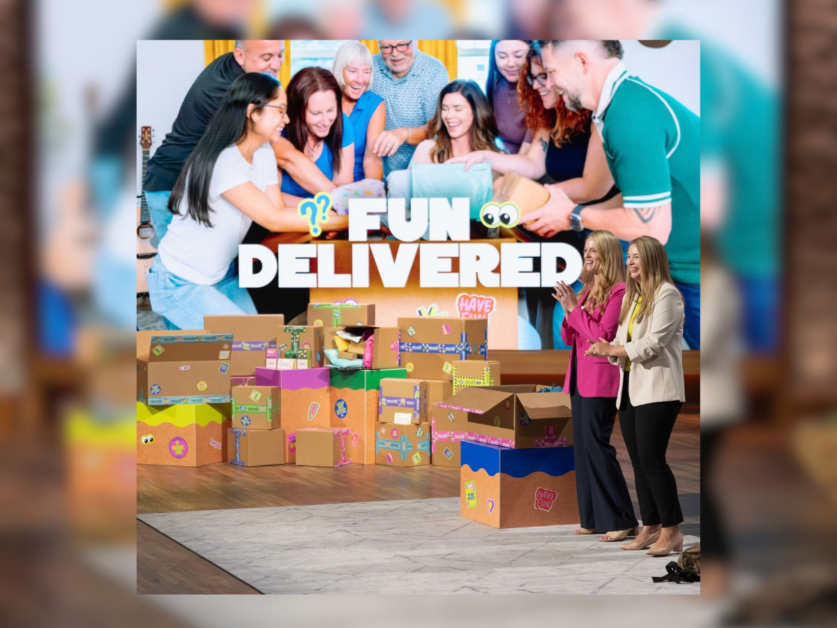 Fundelivered co-founders Rebecca Dallman and Jena Butler on the "Shark Tank" set. Their episode airs Wednesday, Sept. 30, at 9 p.m. on ABC.