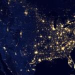 lights of north america from space