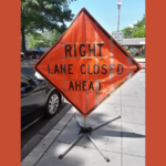 right lane closed traffic sign